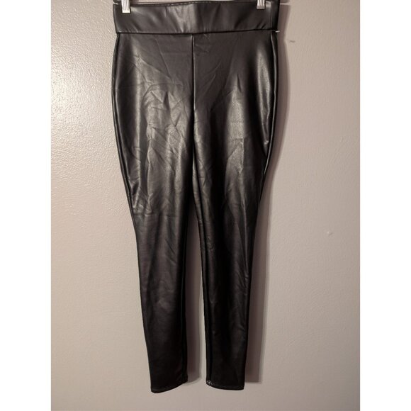 LOFT Faux Leather Leggings XS Black High Waist Pull On Stretch Pants Slim Fit - Picture 2 of 5